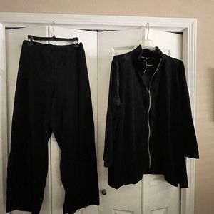 Plus Size Black Velour Jogging Suit